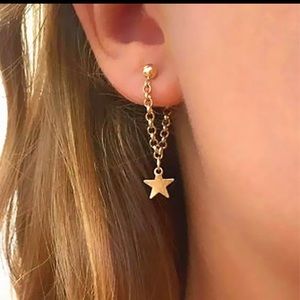 - Simple Five-pointed Star Earrings Goldtone